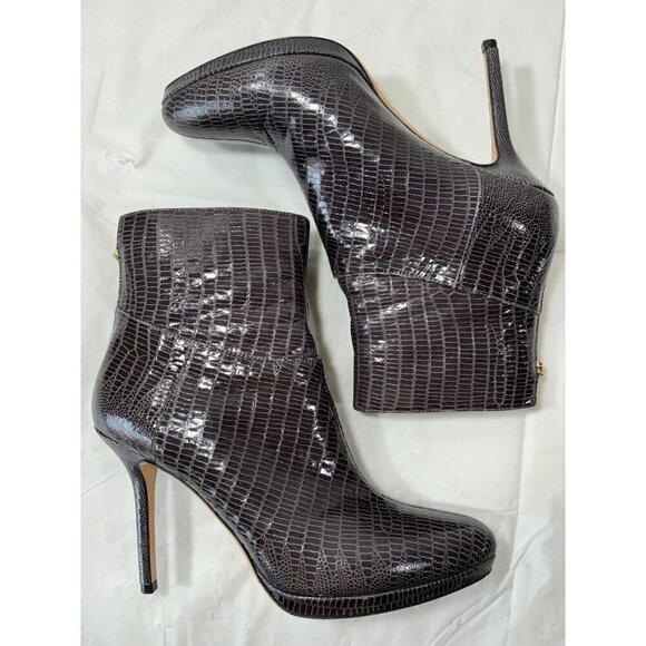 Jimmy Choo grey lizard embossed Leather Bootie Boots Size 8.5 - Picture 8 of 14